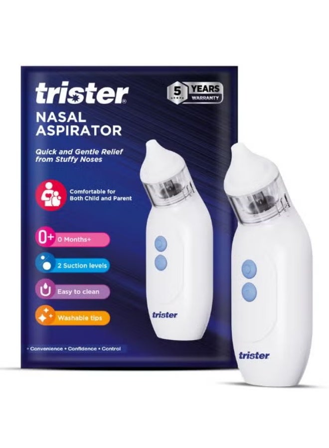trister Nasal Aspirator, Electric Baby Nose Cleaner and Sucker with 2 Suction Levels and Soft Silicone Tips | Quick and Gentle Relief from Stuffy Noses - Image 1