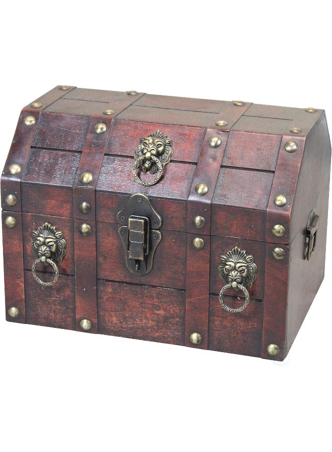 vintiquewise Handmade Pirate Treasure Chest with Latch - Vintage Wooden Storage Trunk and Treasure Box with Hinged Lid - Antique Decorative Storage Box for Pirate-Themed Birthday Party and Keepsakes - Image 5
