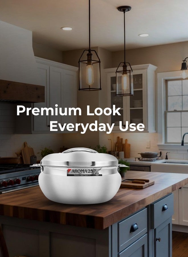 Eagle Aroma Stainless Steel Thermoware Casserole Keeps Food Hot and Fresh for Long Hours (2500 ml) - Image 5