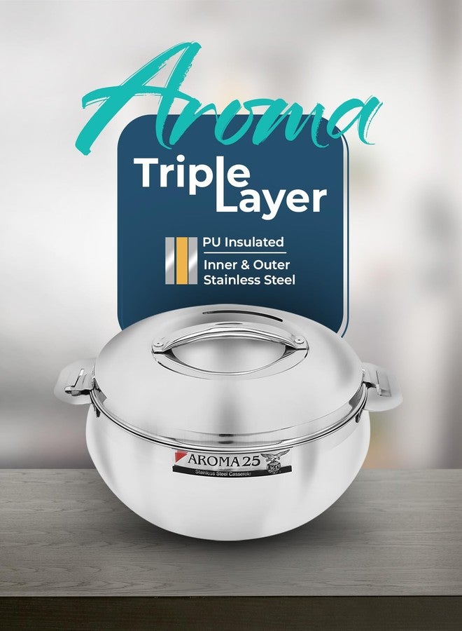 Eagle Aroma Stainless Steel Thermoware Casserole Keeps Food Hot and Fresh for Long Hours (2500 ml) - Image 2