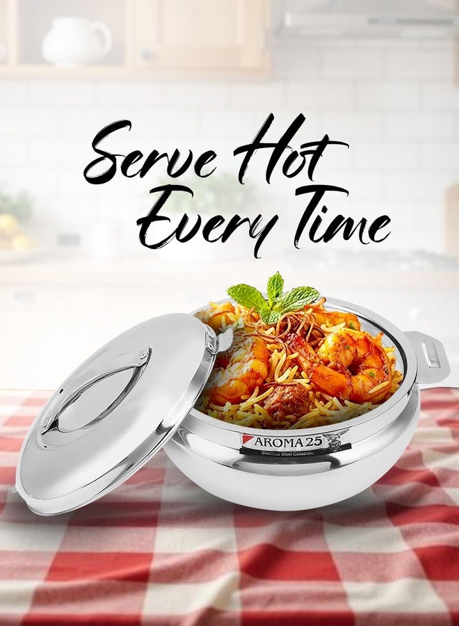 Eagle Aroma Stainless Steel Thermoware Casserole Keeps Food Hot and Fresh for Long Hours (2500 ml) - Image 3