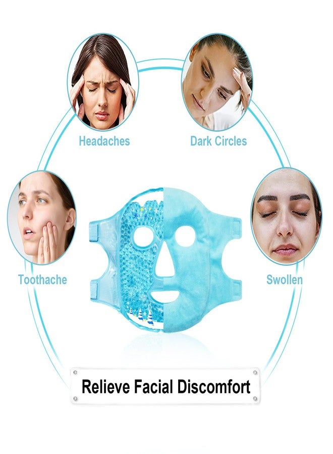 كونبيلا قناع كونبيلا البارد للعينين، قناع ثلجي للوجه، كمادات ساخنة وباردة للهالات السوداء، والانتفاخ، والصداع النصفي، والصداع، والتوتر، والاحمرار، أقنعة تبريد للوجه للنساء والرجال، العناية بالبشرة (#02 أزرق) - Image 2