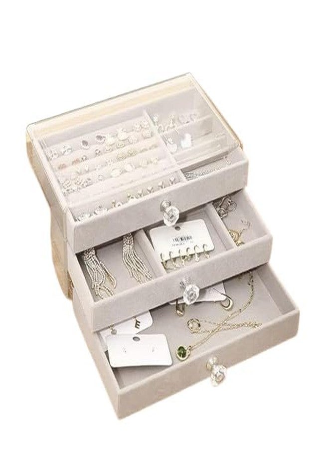 AKEEVA Acrylic Jewelry Organizer Clear Jewelry Box with 3 Drawers for Earrings, Rings, Necklaces, and Bracelets Multifunctional Velvet Stackable Jewelry Box diffrrent Compartments - Image 1