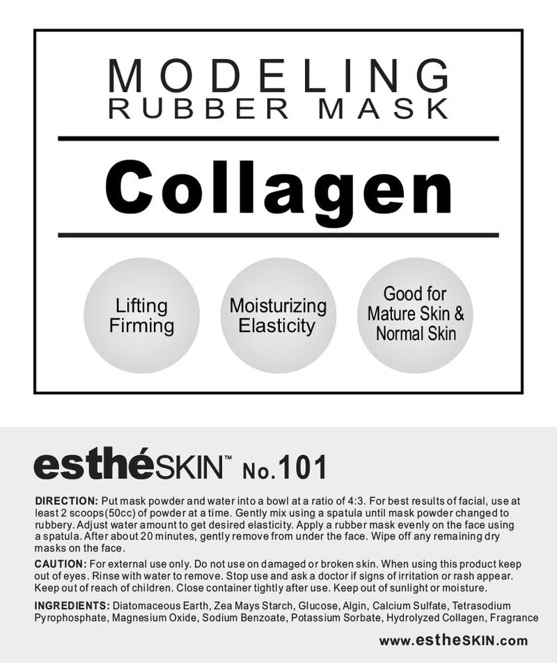 estheSKIN Peel Off Type Modeling Mask for Facial, Skin Care, Professional Size, 35oz (2.2Pound) 1kg, 1 pack with 3pcs Mixing Bowl Set (101.Collagen) - Image 1