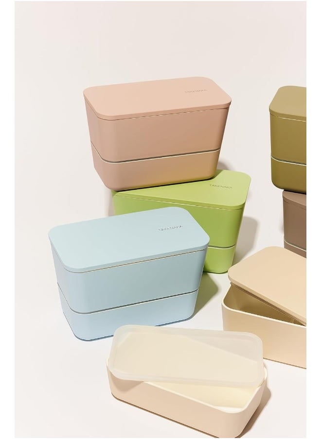 Takenaka - TAKENAKA Bento Lunch Box, Flat Dual Eco-Friendly and Sustainable Bento box from Japan (Ocean Breeze) - Image 1