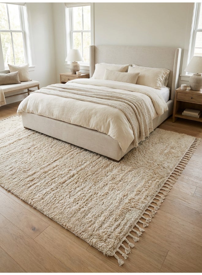 Noon East Carpet Shaggy Rugs with Soft Texture, Color - Beige, Size - 200x290 cm - 6.5x9.5 ft, Design - Nimbus Plush , Ideal  for Living space , Master Bedroom, Dinning room & Large office space - Image 1