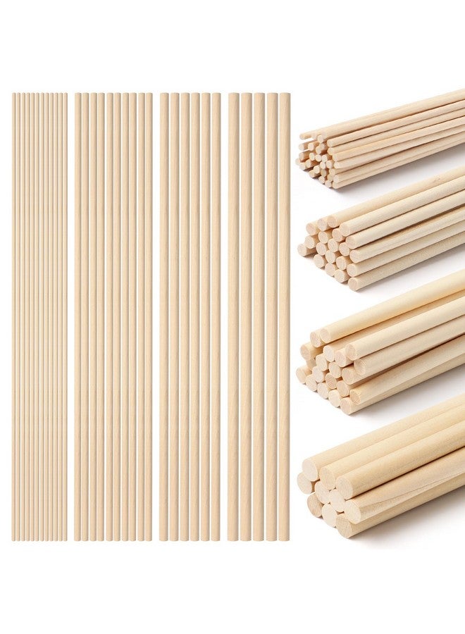 HAPY SHOP 80 Pieces Wooden Dowel Rods Assorted Sizes Dowel Rods 1/8, 3/16, 1/4, 5/16 x 11.8 Inch Unfinished Natural Wood Craft Dowel Rods for Crafts and DIY - Image 1