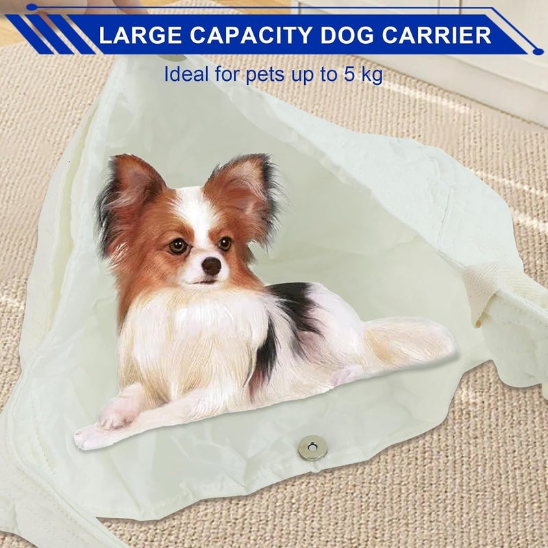 KASTWAVE Global standard processed material Breathable Sling Dog Carrier Bag for Small Dogs, Adjustable Shoulder Strap Pet Carrier for Dogs up to 6.5 kg, Lightweight and Comfortable Dog Sling for Outdoor Walks and Travel, White Replaceable parts - Image 3
