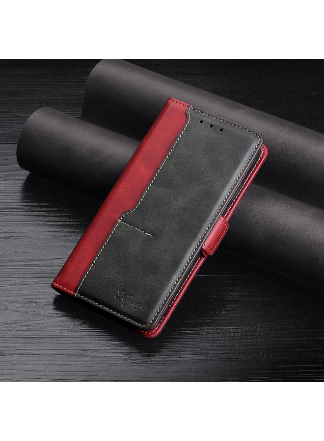 S-TOP Case For Samsung Galaxy A50 Retro Texture Contrast Color Side Buckle Horizontal Flip Leather Case with Holder & Card Slots & Wallet - Image 1