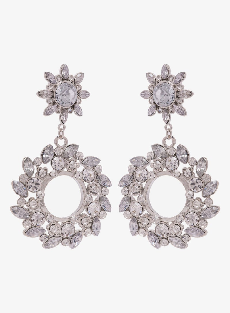 Ella Limited Edition Diamonte Rhinestone Embellished Drop Down Earrings - Image 2