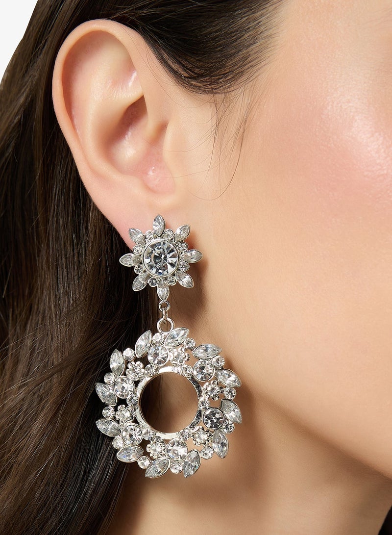 Ella Limited Edition Diamonte Rhinestone Embellished Drop Down Earrings - Image 4