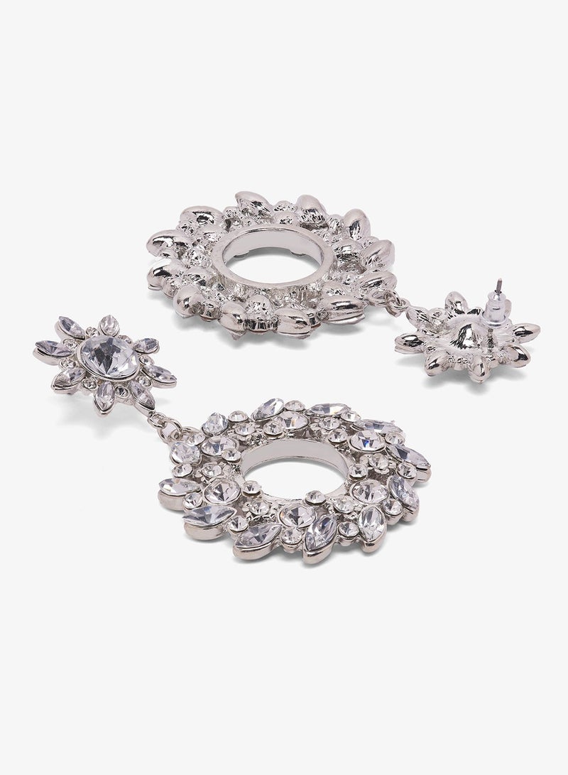 Ella Limited Edition Diamonte Rhinestone Embellished Drop Down Earrings - Image 3
