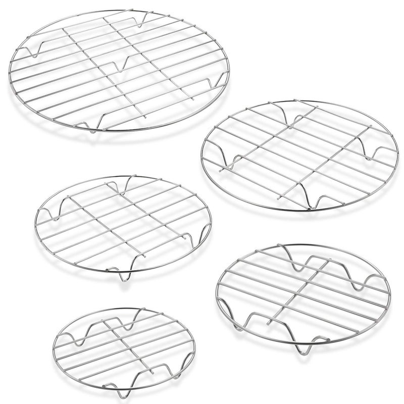 Patelai 5 Pieces Round Cooling Rack Circular Wire Rack 1210  97  6 Stainless Steel Round Baking and Cooling Steaming Cake Rack