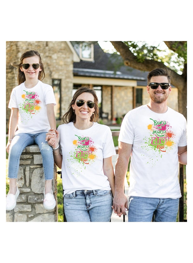 برينت شوب فور مي احتفال هولي - تي شيرتات عائلية متطابقة - تي شيرت عائلة هولي - تي شيرت هولي هاي المطابق للرجال والنساء والأطفال برقبة دائرية من Holi Famliy - Image 4