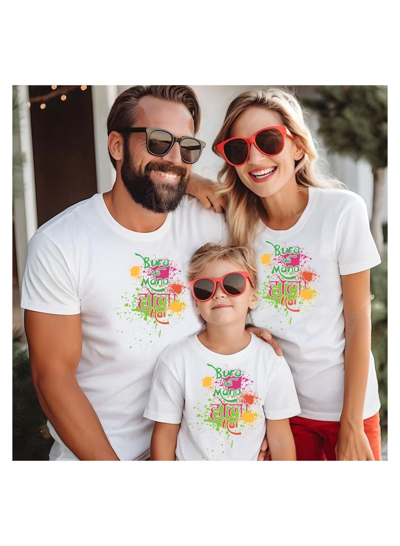 برينت شوب فور مي احتفال هولي - تي شيرتات عائلية متطابقة - تي شيرت عائلة هولي - تي شيرت هولي هاي المطابق للرجال والنساء والأطفال برقبة دائرية من Holi Famliy - Image 3