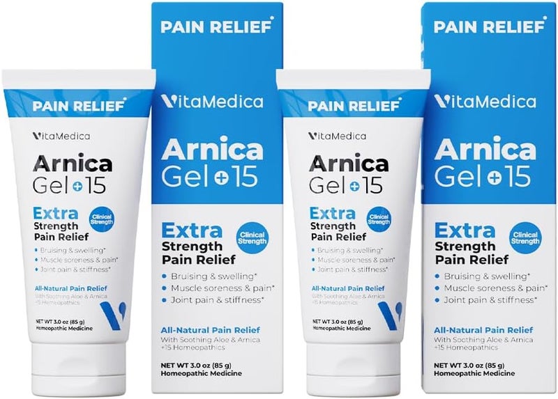 VitaMedica Arnica Gel Plus 15 Healing Plant Compounds, Extra Strength Pain Relief Formulation for Bruising, Swelling, Joint Pain, Muscle Soreness & Stiffness, All-Natural, Plant-Based, 2-Pack