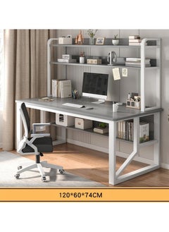 Alissa 120 cm Home Office Desk with Storage Shelves （gray-120*60cm）  - Image 5