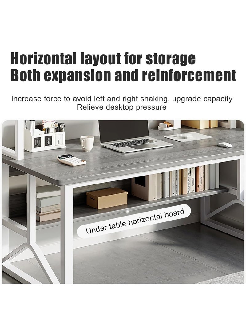 Alissa Modern Grey Home Office Desk with 3 Shelves – 120cm MDF & Steel Workstation Table for Computer & Study - Image 2