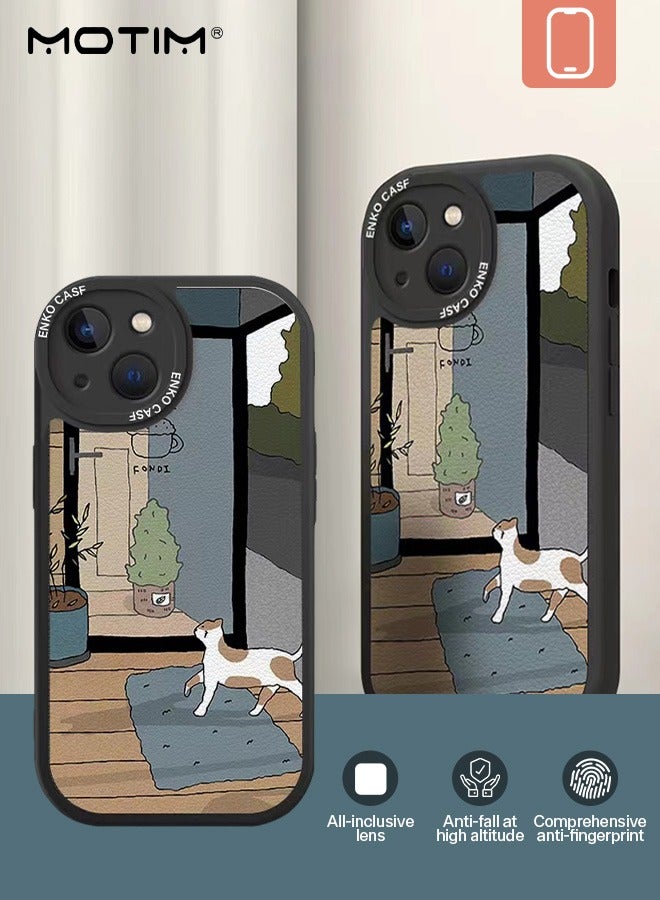 Motim حافظة جلدية على شكل قطة لهاتف آيفون 14 بتصميم قطة لطيفة حافظة هاتف مقاومة للصدمات وغطاء ناعم نحيف للفتيات والنساء - Image 4