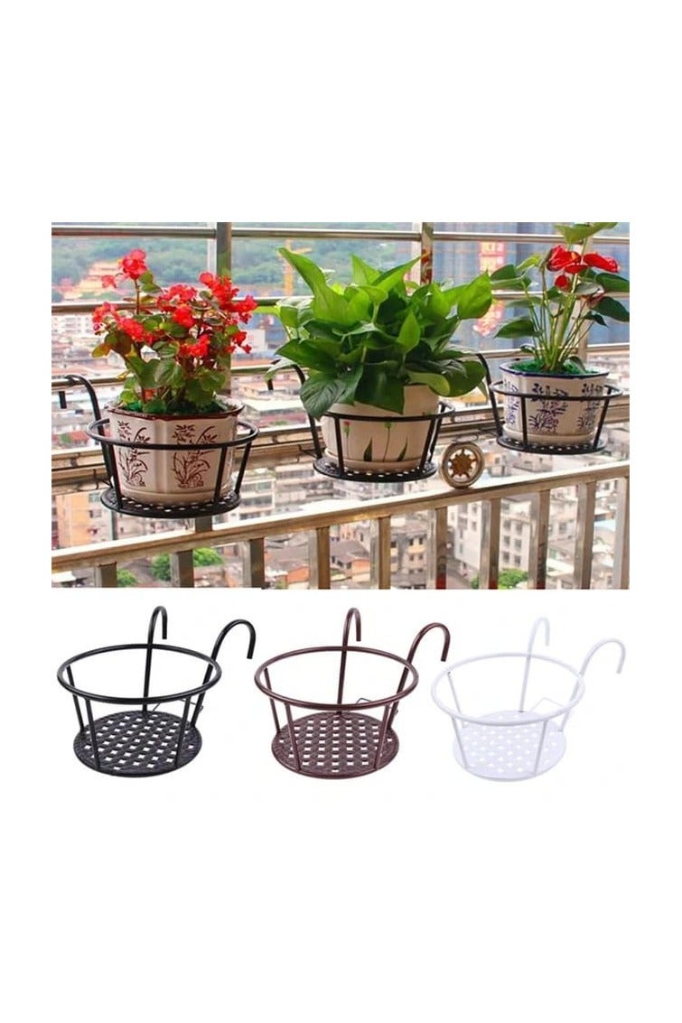 أمم حامل زهور للشرفة، حامل زهور معلق، حامل زهور معلق للأوركيد، حامل زهور معلق للخارج، حامل زهور معلق من الحديد، أسود، 1 قطعة - Image 2