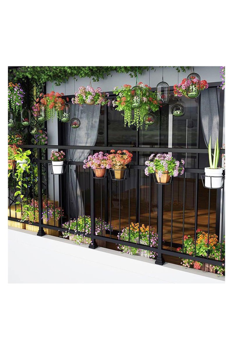 أمم حامل زهور للشرفة، حامل زهور معلق، حامل زهور معلق للأوركيد، حامل زهور معلق للخارج، حامل زهور معلق من الحديد، أسود، 1 قطعة - Image 3