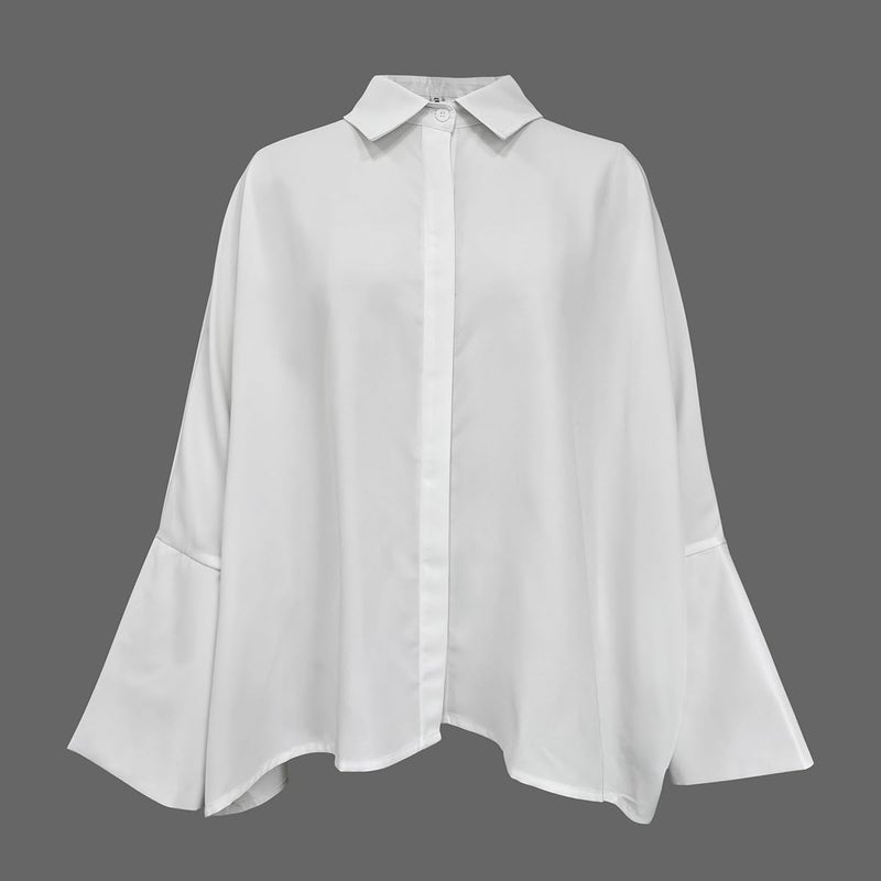 UOOZEE Womens Button Down Shirt Casual Long Sleeve Loose Fit Collared Work Blouse Tops, White S - Image 3