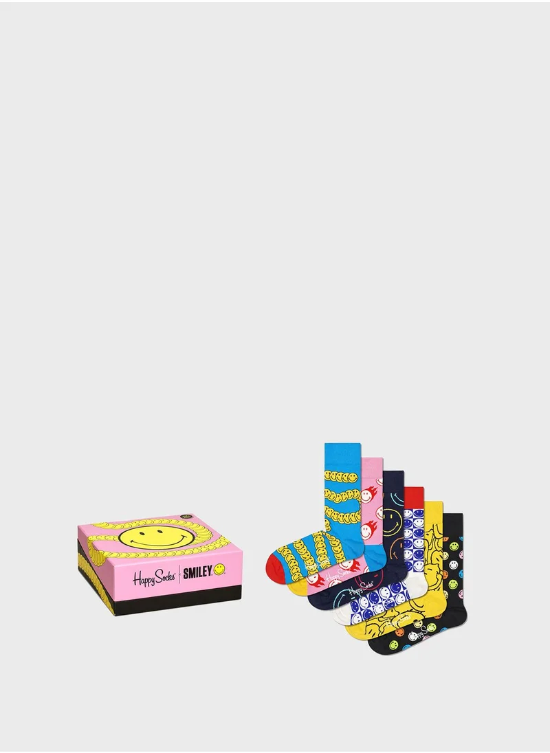 Happy Socks 6-Pack Embroidered Crew Sock