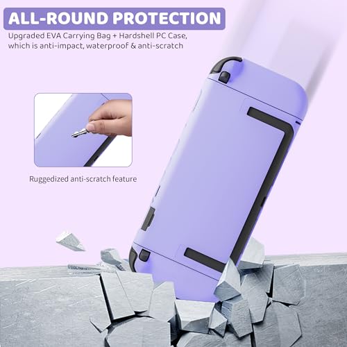 GLDRAM Purple Cherry Blossom Carrying Case for Nintendo Switch 2, Cute Girly Accessories with Sakura Travel Storage Bag, Hardshell Protective Cover, Screen Protector, Shoulder Wrist Strap & Thumb Caps - Image 3