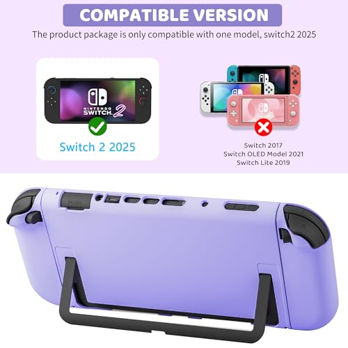 GLDRAM Purple Cherry Blossom Carrying Case for Nintendo Switch 2, Cute Girly Accessories with Sakura Travel Storage Bag, Hardshell Protective Cover, Screen Protector, Shoulder Wrist Strap & Thumb Caps - Image 5