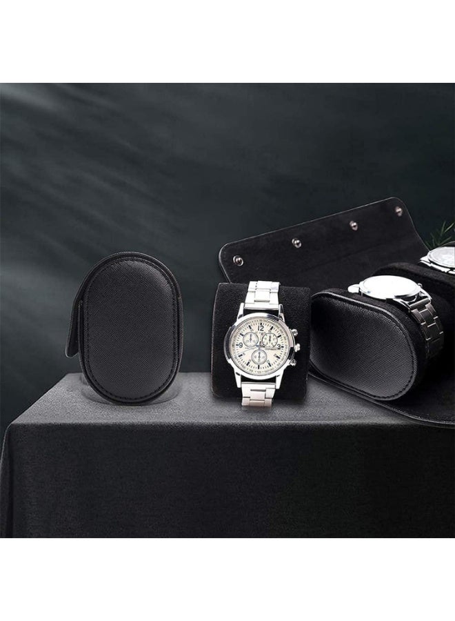 KOWVOWZ Watch Travel Case Handmade Leather Watch Rolls Box for Man Travel Watch Roll with Velvet to Protection Watch Roll Organizer to Home Secure Storage (3 Slot, Black) - Image 5