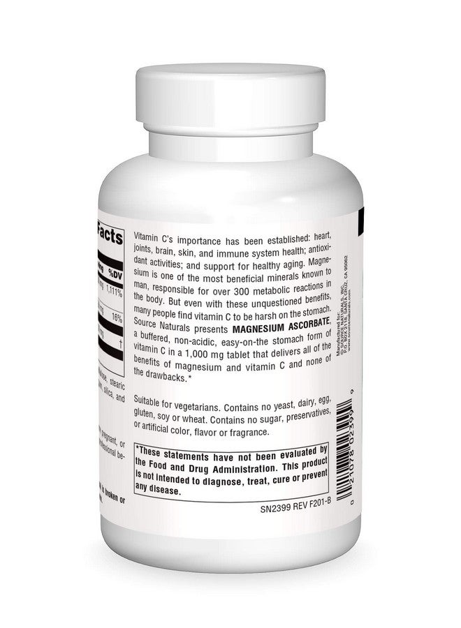 Source Naturals سورس ناتشورالز ماغنيسيوم أسكوربات، فيتامين سي غير الحمضي اللطيف*، 1000 ملغ - 120 قرص - Image 2