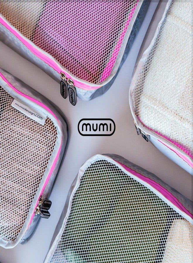 MUMI Packing Cubes - 5 Compression Packing Cubes for Travel, Luggage Organizer Bags for Suitcases, Carry-On, Duffle or Backpack - Mesh, Waterproof Bags for Clothes, Kids & Travel Accessories - Pink - Image 3