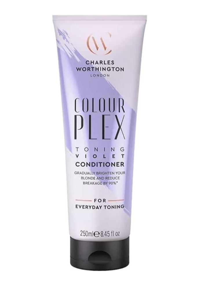 CHARLES WORTHINGTON Colour Plex Toning Violet Conditioner Tone and Brighten for Blonde Hair Salon Purple Toning Conditioner for Blondes 250 ml  - Image 1