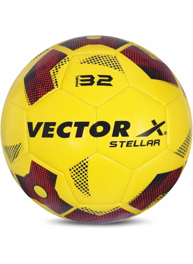 Vector X Stellar TPU Machine Stitched Football – Soccer Ball for Training & Match Play | Size 5 | Yellow
