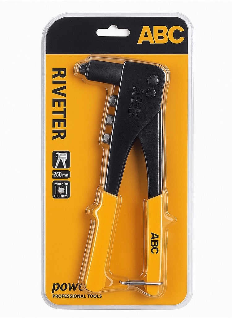 ABC Manual Riveter to install screws , high performance for professionals and hobbyists, Used to permanently install screws (250mm) in various materials such as metal or plastic. Ideal for maintenance work, carpentry, aluminum, and metal structure industries. Made of high-quality materials to withstand heavy use.  - Image 5