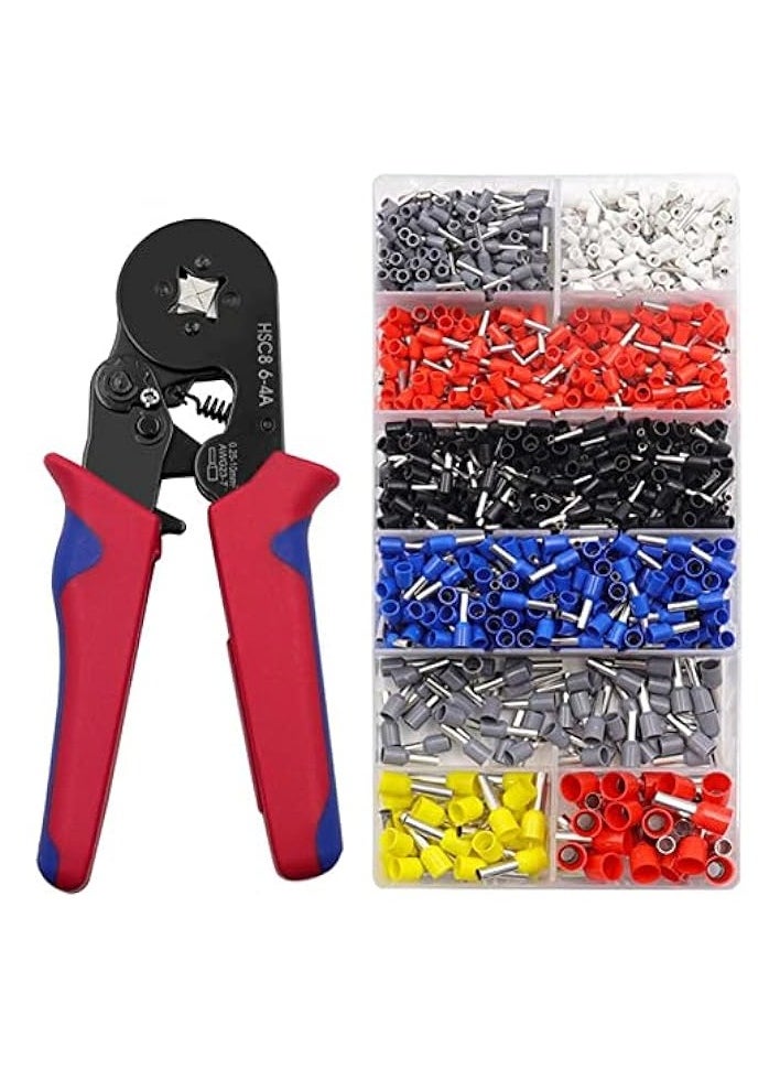 PROMASS Ferrule Crimping Tool Kit, AWG23-7 Self-adjustable Ratchet Wire Crimping Tool Kit Crimper Plier Set with 1200PCS Wire Terminals Crimping Connectors Wire End Ferrules  - Image 1