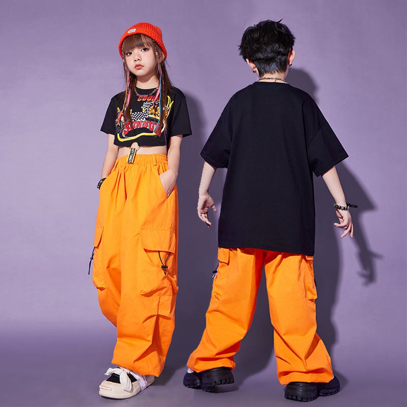 Hip-Hop Children'S Fashion Clothing Jazz Dance Girls' Clothing Performance Clothing Summer Boys Handsome Hip-Hop Style Hiphop Costume - Image 3