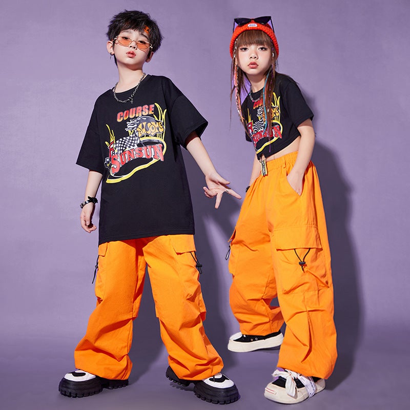 Hip-Hop Children'S Fashion Clothing Jazz Dance Girls' Clothing Performance Clothing Summer Boys Handsome Hip-Hop Style Hiphop Costume - Image 4