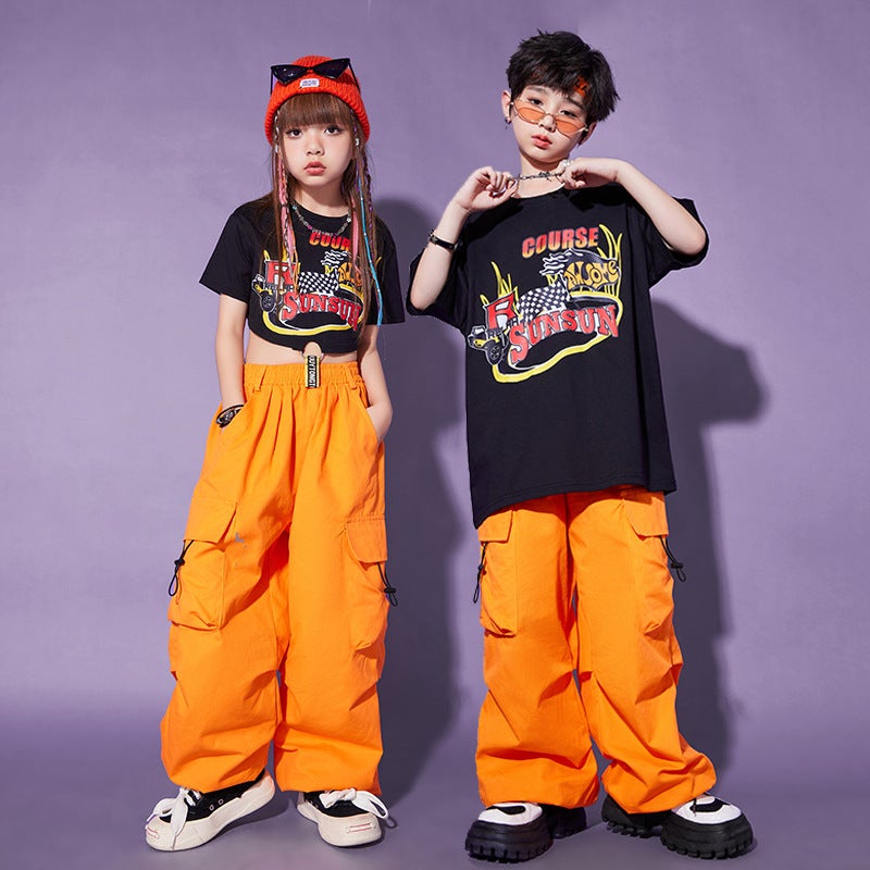 Hip-Hop Children'S Fashion Clothing Jazz Dance Girls' Clothing Performance Clothing Summer Boys Handsome Hip-Hop Style Hiphop Costume - Image 5