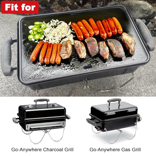 DELSbbq 16"x10" Reversible Cast Iron Griddle for Weber Go-Anywhere Charcoal and Gas Grills, Portable Grill Griddle Plate for Indoor Stovetop/Outdoor Camping BBQ, Replacement for Weber 80631 70211 3634 67195 - Image 3
