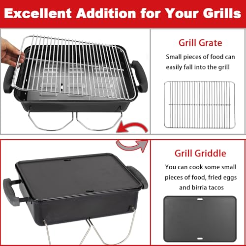 DELSbbq 16"x10" Reversible Cast Iron Griddle for Weber Go-Anywhere Charcoal and Gas Grills, Portable Grill Griddle Plate for Indoor Stovetop/Outdoor Camping BBQ, Replacement for Weber 80631 70211 3634 67195 - Image 4