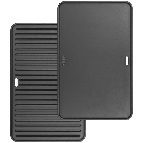 DELSbbq 16"x10" Reversible Cast Iron Griddle for Weber Go-Anywhere Charcoal and Gas Grills, Portable Grill Griddle Plate for Indoor Stovetop/Outdoor Camping BBQ, Replacement for Weber 80631 70211 3634 67195 - Image 1