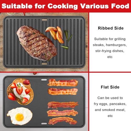 DELSbbq 16"x10" Reversible Cast Iron Griddle for Weber Go-Anywhere Charcoal and Gas Grills, Portable Grill Griddle Plate for Indoor Stovetop/Outdoor Camping BBQ, Replacement for Weber 80631 70211 3634 67195 - Image 5