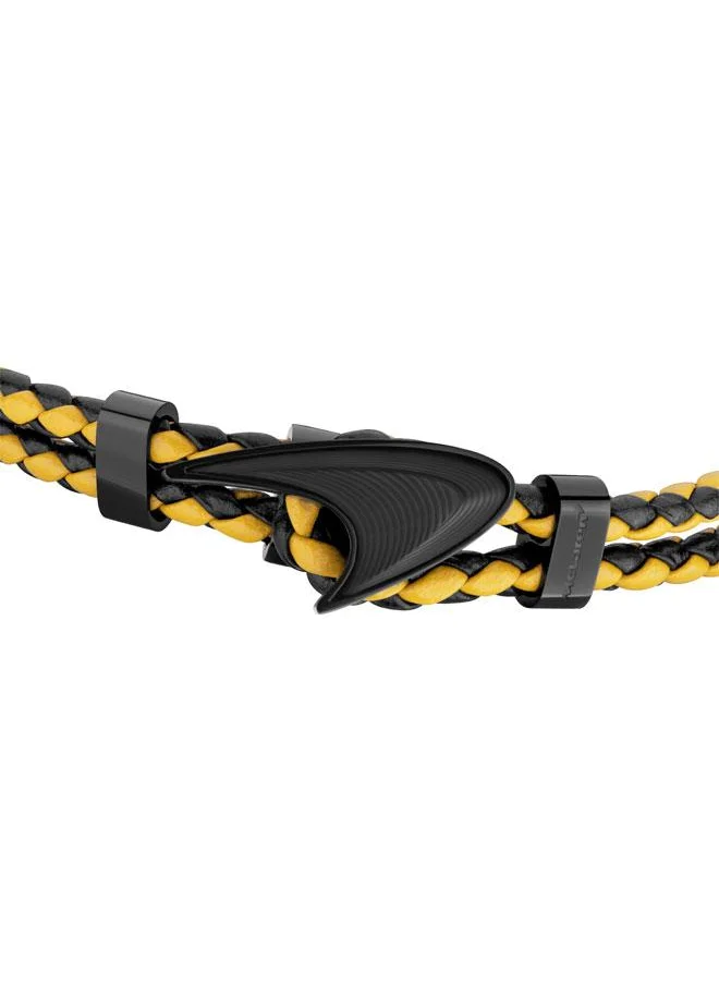 مكلارين Afiliet Leather Mustard Yellow and Black Bracelet for Men (Small)