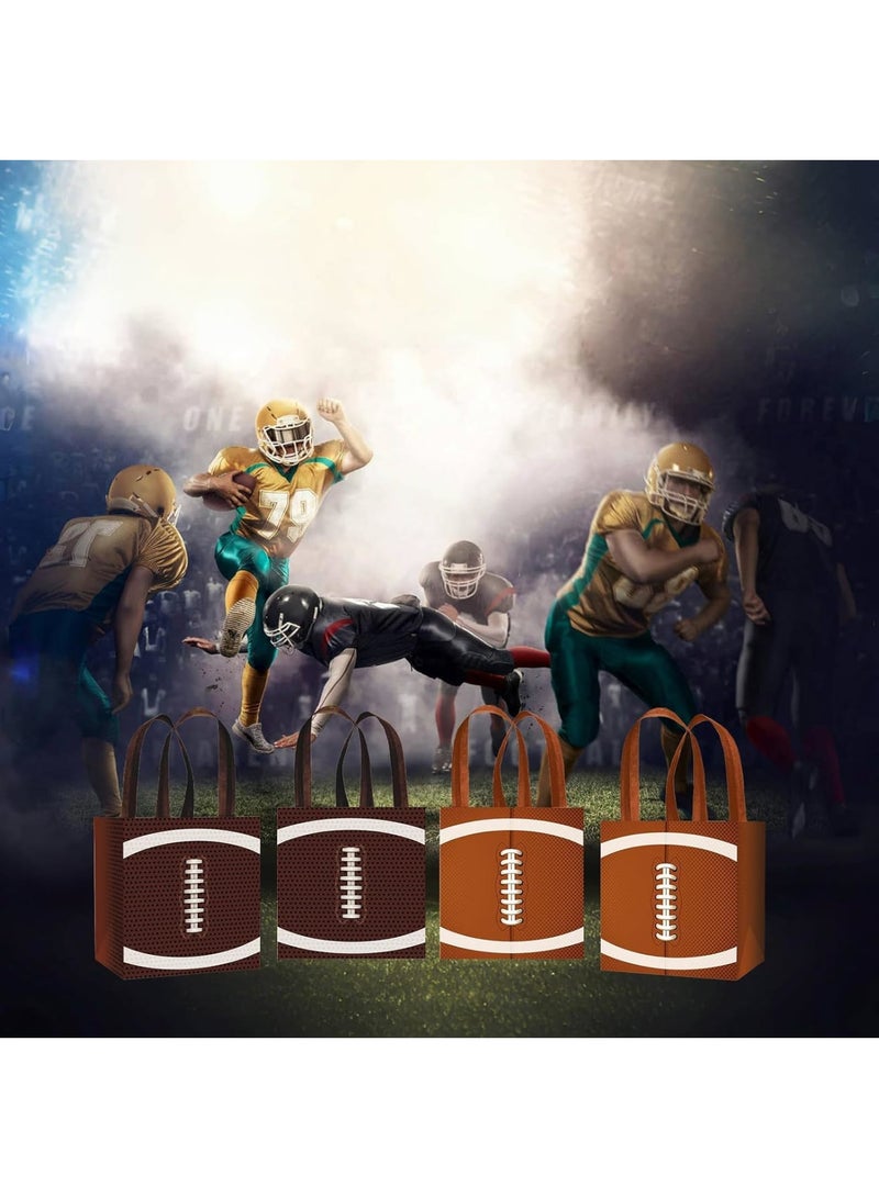 Zikra 12 Pack Football Non Woven Party Bags, Reusable Football Party Style Party Gift Bag with Handles, Football Themed Party Decorations, Sports Party Favor Bags, Brown - Image 5
