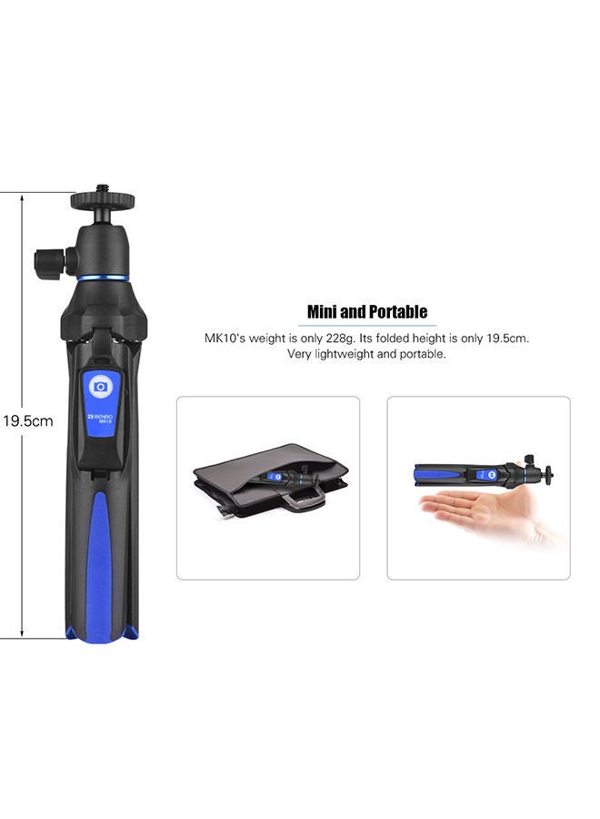 NIBEMINENT Mini Tabletop Tripod Extendable Selfie Stick Monopod Bt Remote Phone Mount Blue  - Image 2