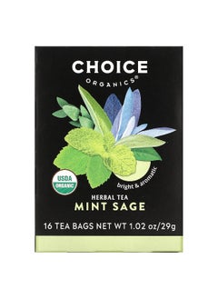 Choice Organic Teas Choice Organic Teas, Herbal Tea, Mint Sage, Caffeine Free, 16 Tea Bags, 1.02 oz (29 g)  - Image 1