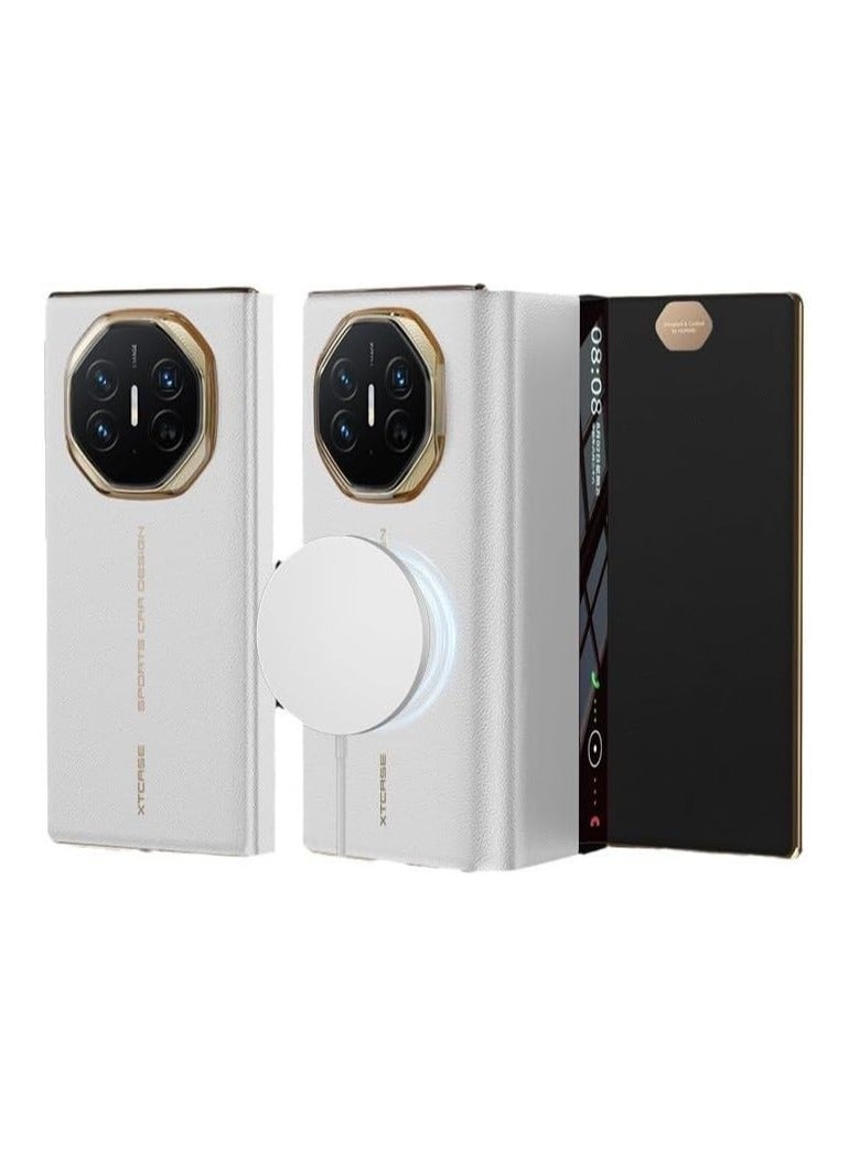 The leather magnetic case is compatible with Huawei Mate XT Ultimate, and the smart flip window all-inclusive protective case supports wireless charging - Image 1
