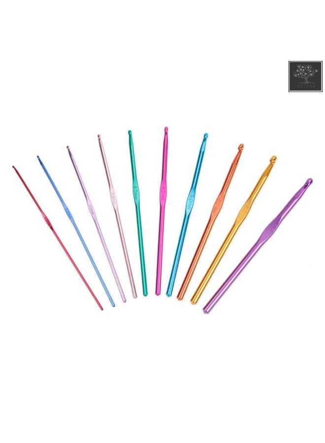 sulfar Sulfar Crochet Hooks Kit Set 10pcs Aluminum Hooks from 2mm-6mm and 12pcs Stainless Steel Hooks from 0.6mm-1.9mm with Knitting Gauge Ruler and Other Crochet Accessories - Image 3