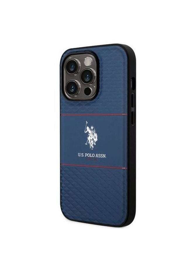 PU HS Pattern DH Stripe Hard Case for iPhone 14 Pro Max (6.7") - Navy